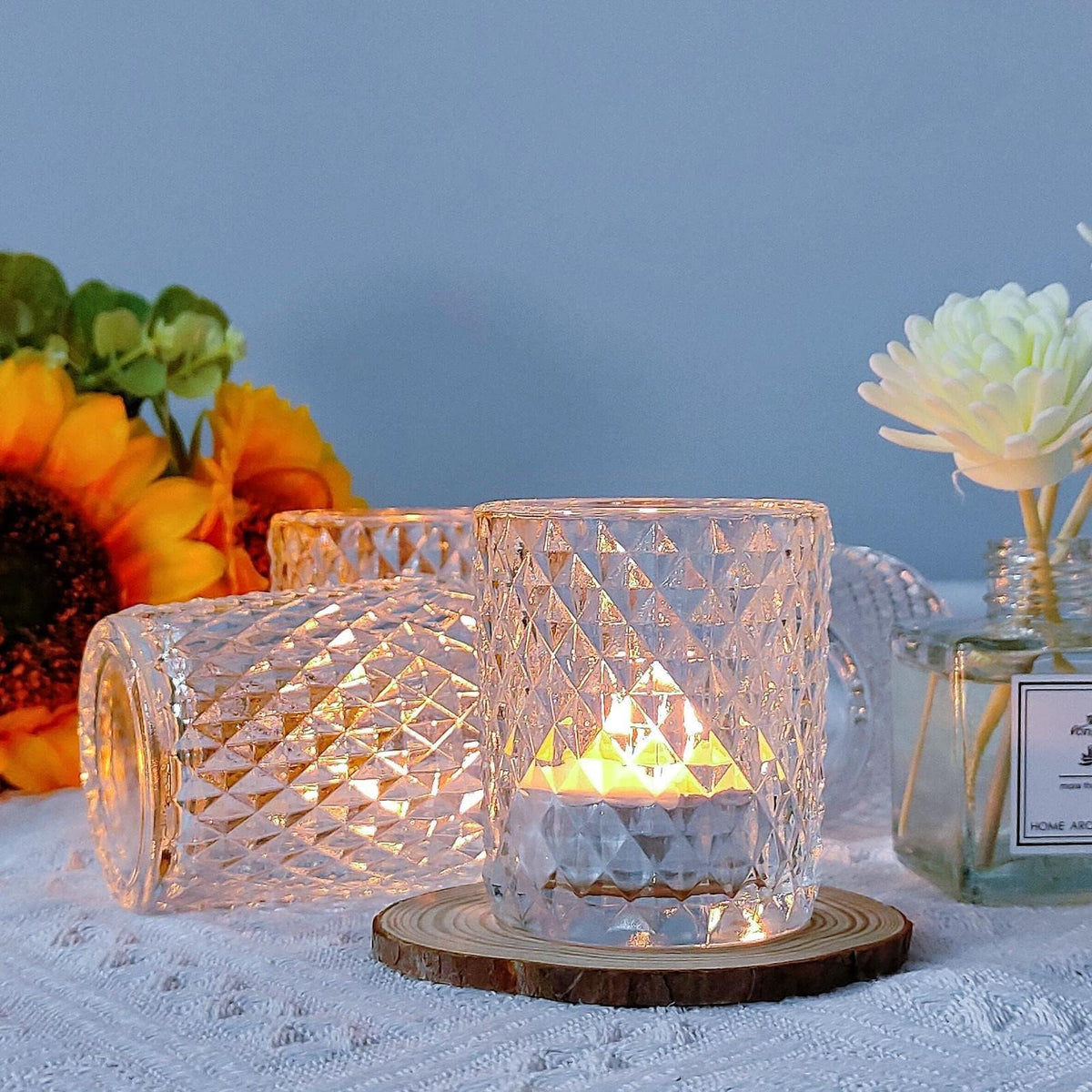 Woho 12Pcs Clear Votive Candle Holders, Tealight Candle Holder for Home Decor, Glass Tea Lights Candle Holder for Birthday Holiday Table