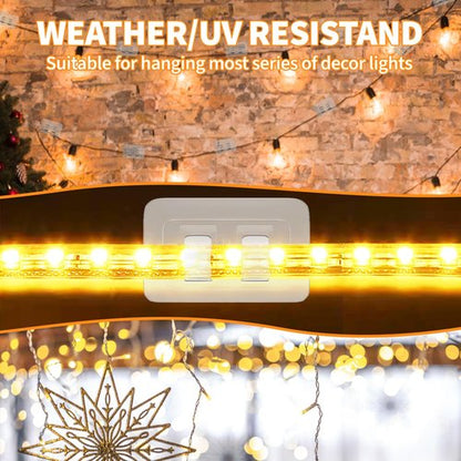 IFLOH Hooks for Outdoor String Lights Clips: 100Pcs Heavy Duty Cable Clips with Waterproof Adhesive Strips for Hanging Christmas Light - Outside UV-Resistant Clear Sticky Cord Holders Rope Organizer