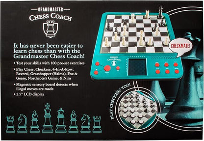 Electronic Chess Set for Kids &amp Adults- Grandmaster Game w Smart Computer Teaching Coach 100 Preset Lessons Beginner to Expert - 12 Modes 30 Skill Levels Why? Button + 8 Bonus Games Inc Checke