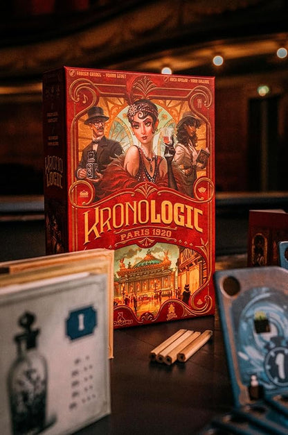 Kronologic: Paris 1920 | Murder Mystery Game for Teens and Adults | Solve The Chilling Hauntings at The Paris Opera | Competitive Cooperative or Solo Deductive Game | Ages 10+ | 1-4 Players | 30 Min