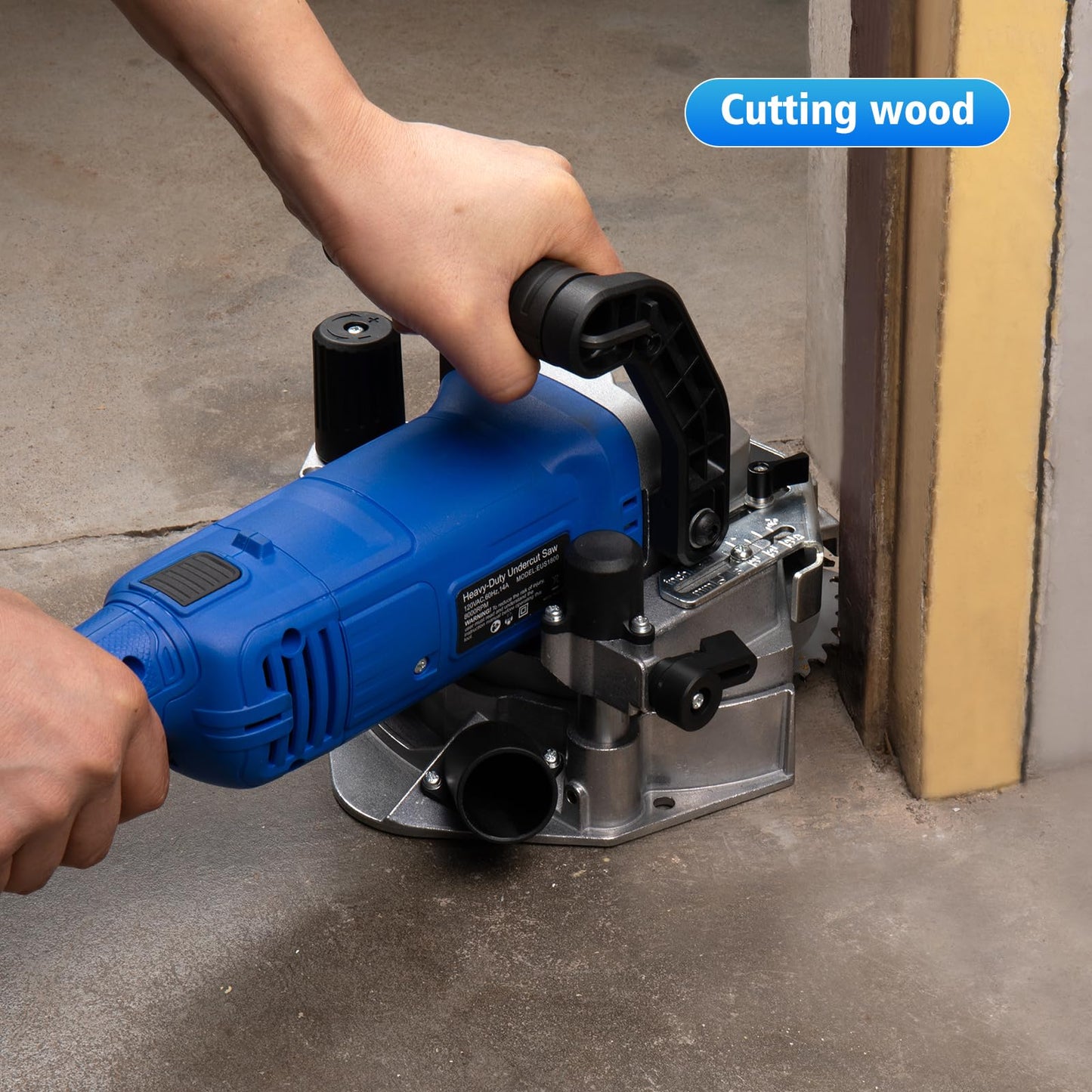 igooo Heavy-Duty Undercut Saw Jamb Saw Kit 1800W 2.5HP 120V 60Hz, with Two 6.5" Alloy Blade (Wood) and One Diamond Blade (Tiles and Masonary), 13ft Cord, Model EUS1800