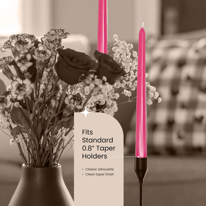 Leor & Lair Pink Taper Candles - 4 Pack 10" Hot Pink Candles - Unscented Long Burning Candlesticks for Birthday Parties, Summer Dining, Weddings & Home Decoration