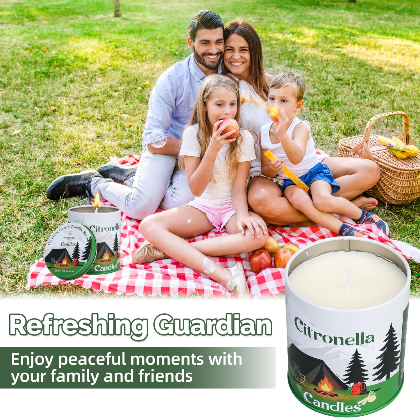 TTRWIN Citronella Candles Outdoor, Natural Citronella Candles, Create an Invisible Barrier and Warm Halo for You Outdoors, Making Every Outdoor Stop Full of Peace of Mind and Comfort, 2 Cans