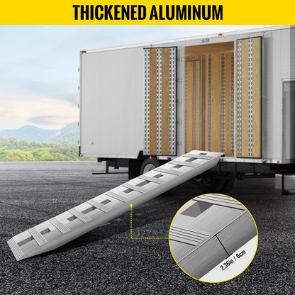 BestEquip 60'' X 12'' Aluminum Trailer Ramps 6000LBS Total Beavertail Hook End 1 Pair 2 Ramps Silver