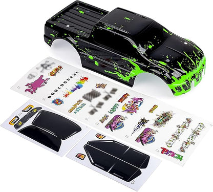 SummitLink Custom Body Muddy Green Over Black Style Compatible for T/E Maxx Shell Cover E-Maxx 1/10 Scale RC Car or Truck (Truck not Included) EM-BG-02