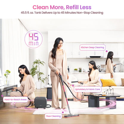 Schenley 21-in-1 Steam Cleaner, High-Pressure Heavy-Duty Steamer for Deep Cleaning Floors, Tiles, Upholstery, Grout, Grill and Cars, Fast Heat-Up, Large Water Tank, Multi-Purpose, Portable Design