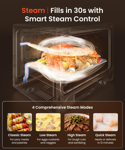 FOTILE HYZK32-E3-B ChefCubii 1.1 cu. ft. 4-in-1 Combi-Steam Oven with Steam-Bake, Air Fry, Convection, Dehydrator Functions, and 50 Preset Menus, Black