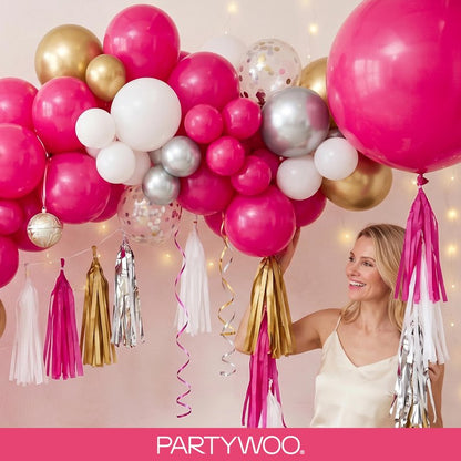 PartyWoo Hot Pink Balloons 123 pcs Different Sizes of 18 12 10 5 Inch Magenta Fuchsia Balloon Arch Kit Garland for Baby Shower Wedding Bridal Shower Anniversary Birthday Party Decorations Pink-Y12
