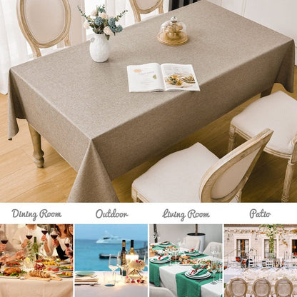 Veblandy 2 Pack Rectangle Tablecloth, 52x70 inch, Water Resistant Wrinkle Free Linen Textured Table Cloth Washable, Decorative Fabric Table Cover for Dining, Party and Camping, Mocha