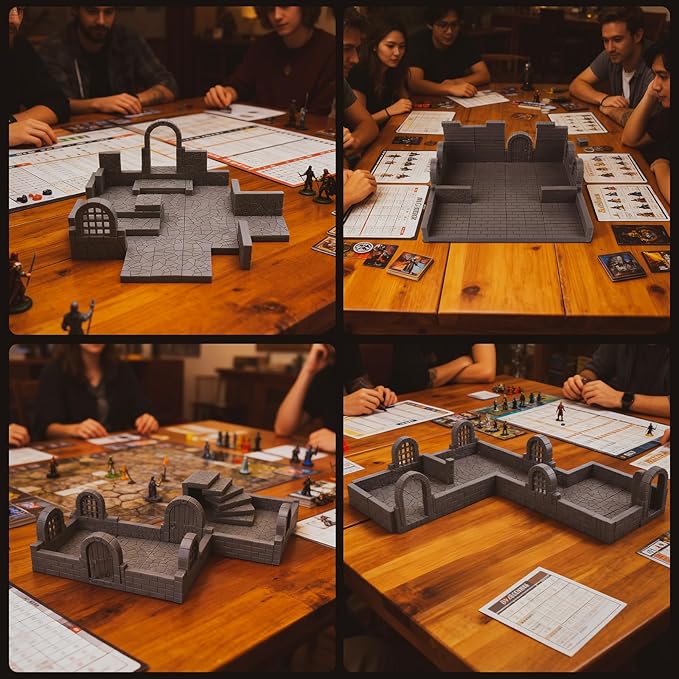 CZYY Magnetic Dungeon Tiles Set – 58 PCS Modular &amp Paintable Terrain Kit with Double-Sided Textured Floors Doors &amp Windows – Build 3D Battle Maps for DND Wargames &amp Tabletop RPGs (Basic