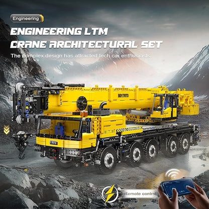 Mould King 17073 Engineering Truck Construction Set Remote Control LTM 1110 Crane Building Block (3218 Pieces) Assembly STEM Heavy-Duty Car Brick Toys with Motors for Adult