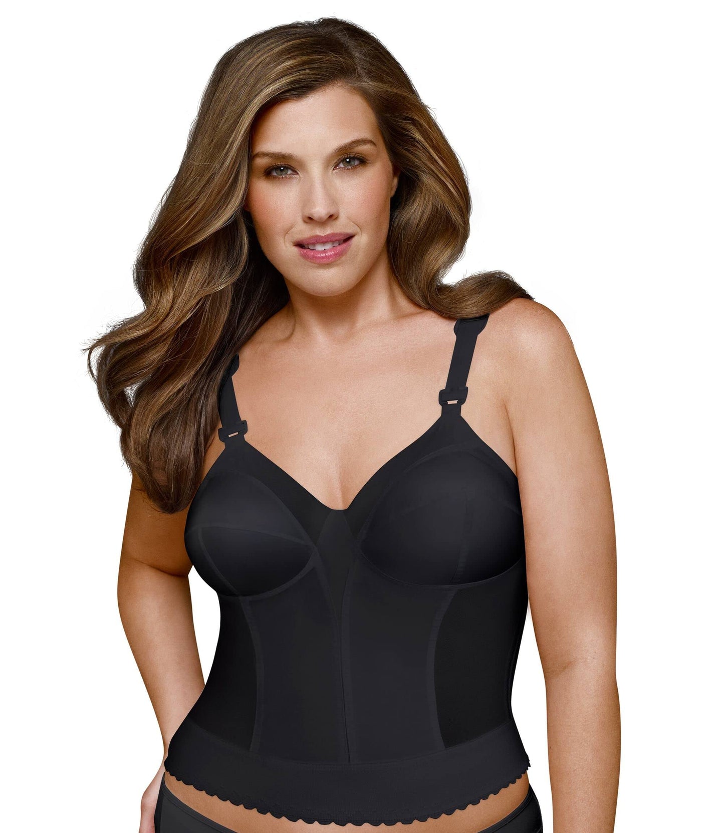 Exquisite Form womens Back Close Longline Bra, Black, 44D US
