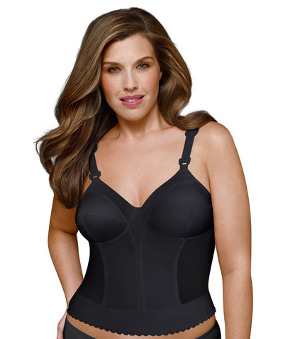 Exquisite Form womens Back Close Longline Bra, Black, 44D US