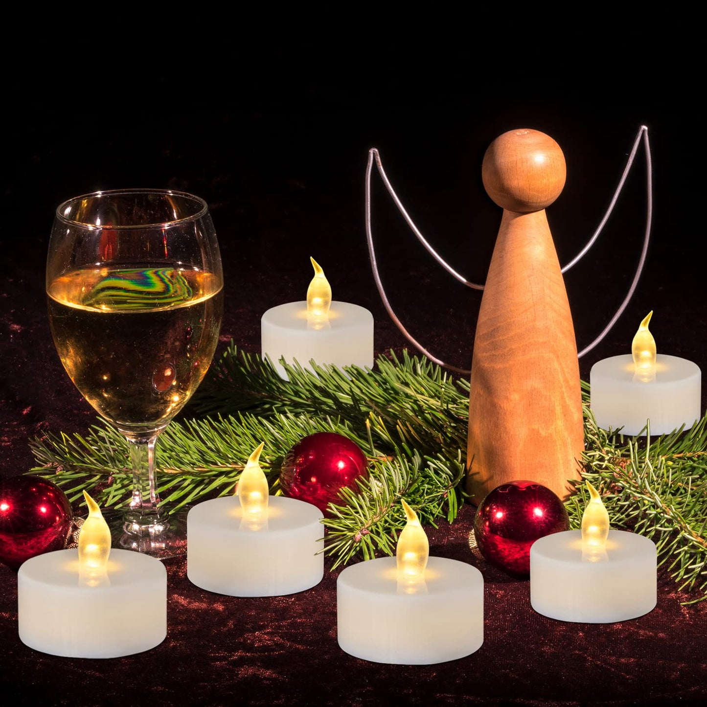 redfruit Flameless Tealight Candles: Battery - Powered Tea Light Candles,Bright Flickering Holiday Gift LED Electric Tealights Candles,for Seasonal & Festival Celebration. (50 Pack Warm Yellow)