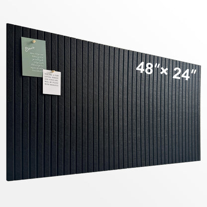 Large Cork Board for Office, 8 Pack Felt Wall Tiles with Slat Wall Paneling and Safe Removable Adhesive Tabs, Felt Bulletin Board Pin Board Cork Boards for Walls - Black
