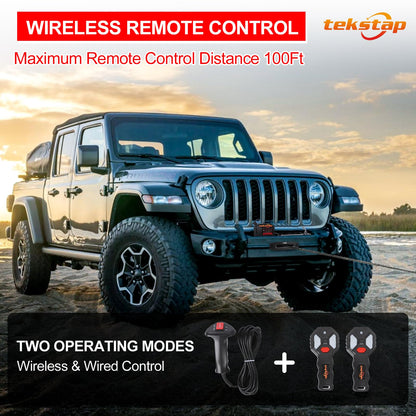 20000LB Heavy Duty Electric Winch,IP68 Waterproof 12V DC Winch with 0.47IN x85FT Synthetic Rope,7.9HP Motor,4-Stage Planetary Gear 544:1,2 Wireless Remotes,for Truck/Jeep/SUV Off-Road Recovery