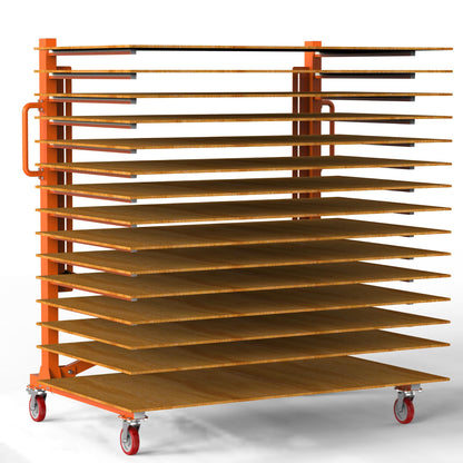 BERPET 15-Level Paint Drying Rack for Cabinet Doors (Expandable 12"-58") - 1650lbs Heavy Duty Cabinet Drying Rack with 3.1" Spacing - Rolling Stand for Professional Woodworking