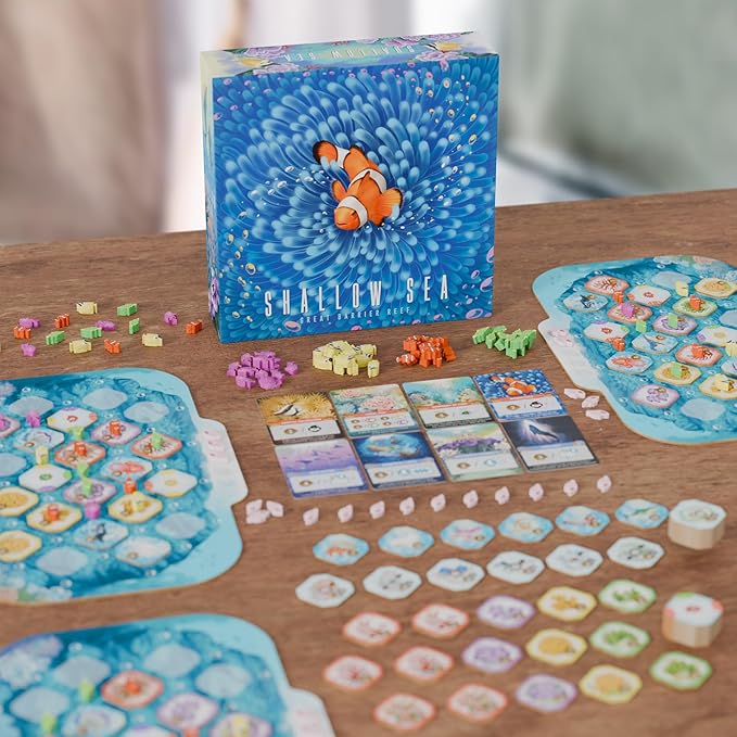 Shallow Sea Board Game – Strategy Tile-Placement Game for Adults &amp Families | 1–4 Players 30–45 Min Play | Build Coral Reef Ecosystem Ocean Puzzle Game Nature-Inspired