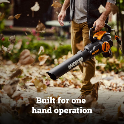 WORX Trivac 3 in 1 Electric Leaf Blower for Lawn Care, Leaf Vacuum with 600 CFM, Leaf Mulcher with Metal Impeller, WG512