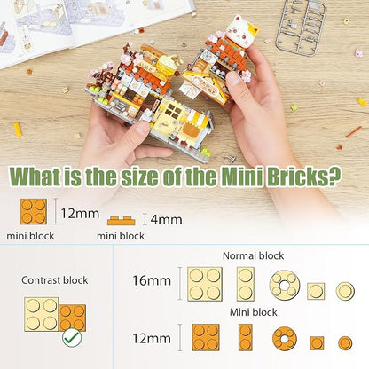 Japanese Street View Taiyaki Shop Mini Building Blocks for Girls 6-12 MOC Creative Building Toys Cute Panda Building Set Simulation Architecture Construction Toy Gift Idea for Kids Adults (923 PCS)