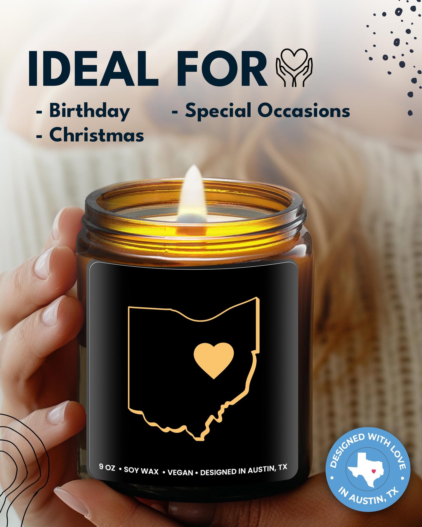 Ohio Candle, Unique Ohio Themed Gifts for Men and Women, Best State Souvenir Gifts for Moving Away, Thoughtful Home Sick Presents, Ideal for Birthday, Christmas, Graduation, Gift Ready