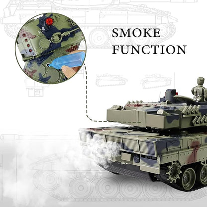 KAIM 1/24 RC TankRemote Control Tank for Boys with Smoke Lights &amp Sounds2.4GHz Ger Leopard II Army ModelMilitary Toys Gift for Kids Ages 6+