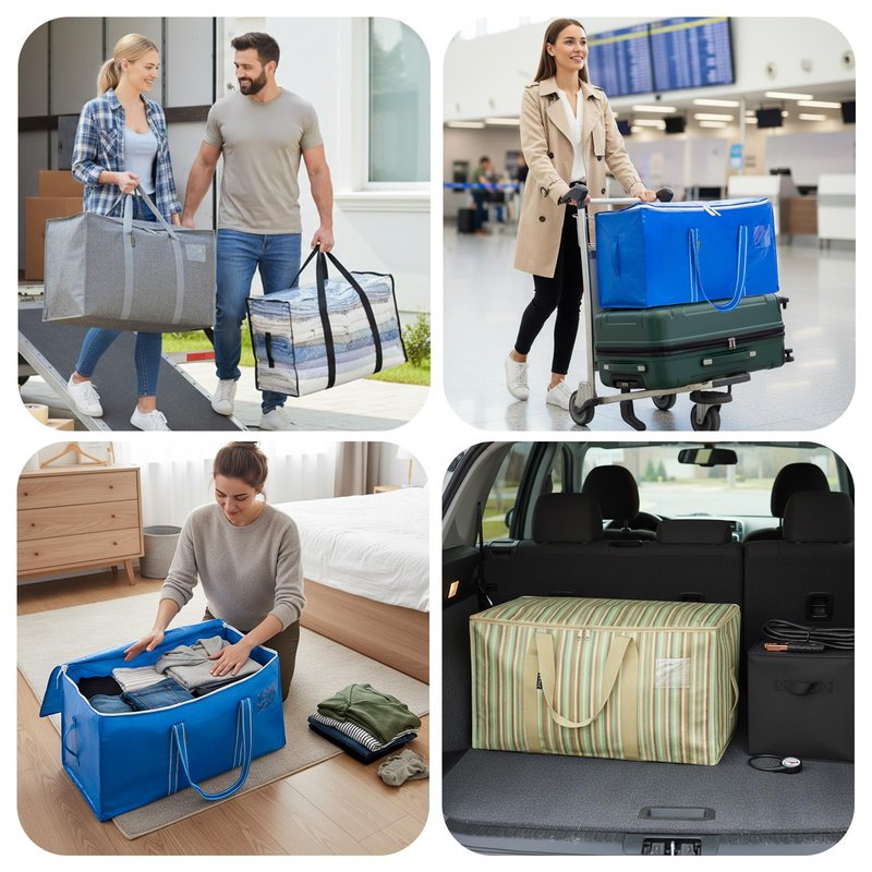 BALEINE 8-Pack Oversized Moving Bags with Reinforced Handles, Heavy-Duty Storage Tote for Clothes, Moving Supplies (Royal Blue, 8-Pack)