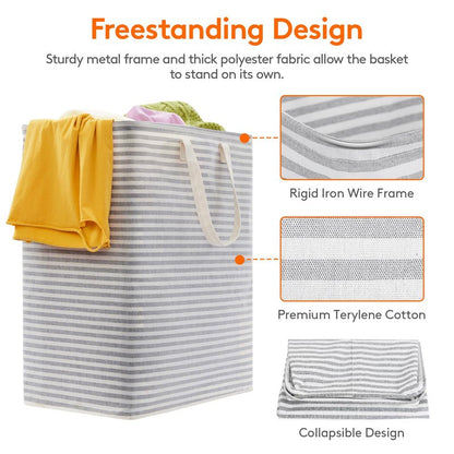 Lifewit 2 Pack Laundry Basket 100L Each, Collapsible Clothes Hamper with Reinforced Handles, Freestanding Waterproof Design for Bedroom and Laundry Room, Grey&Pink 200L Total