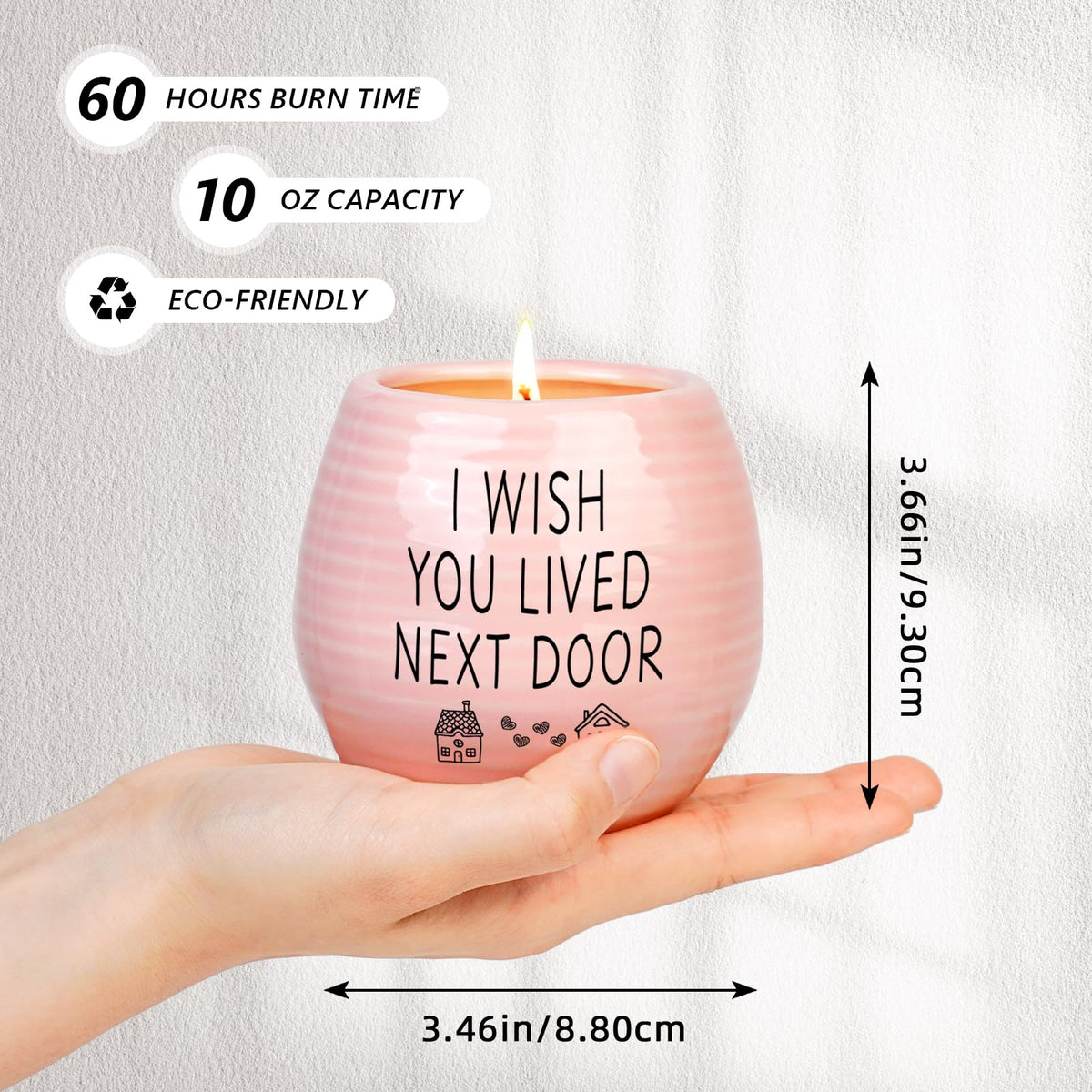 Best Friend Birthday Gifts for Women, Birthday Gifts for Women, BFF, Bestie, Her, Best Friend, 10 Oz Handmade Ceramic Candle Jar, I Wish You Lived Next Door, Lavender Candles, Long Distance Gift