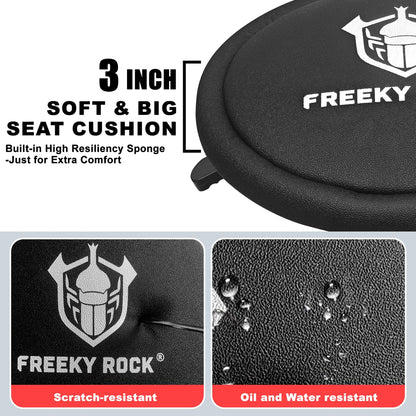 FREEKYROCK Rolling Shop Stool with Wheels, Heavy Duty Garage Work Mechanic Stool, Adjustable Height 22.44"-28.94", 360°Swivel Rolling Chair with Tool Tray Storage, 330 LBS Capacity, Red