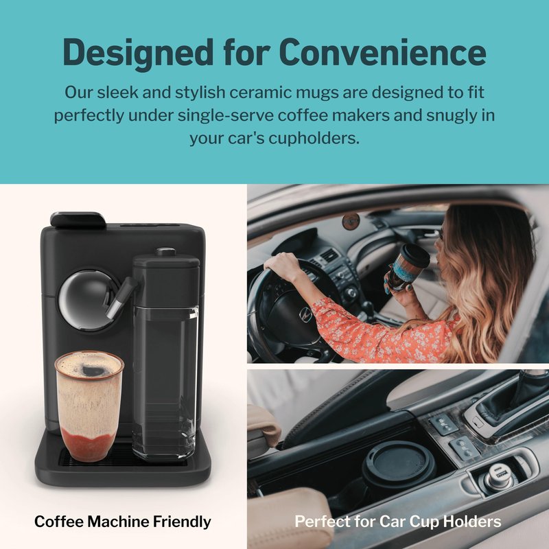 NOVA CERAMICS Travel Mugs - Ceramic Tumbler With Lid – Ceramic Travel Mug To Go Cup – Microwave & Dishwasher Safe Ceramic Coffee Tumbler - Gifts For Women Men Him Her – 12oz – Jupiter