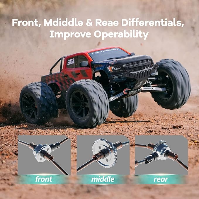FCXㅤ FMS FMT10 1/10 Chevrolet Colorado Brushless RC Truck 4WD Off-Road Crawler with Metal Chassis Waterproof ESC Hobby Grade Remote Control Car for Adults (Black and Red)