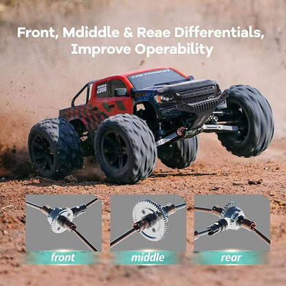 FCXㅤ FMS FMT10 1/10 Chevrolet Colorado Brushless RC Truck 4WD Off-Road Crawler with Metal Chassis Waterproof ESC Hobby Grade Remote Control Car for Adults (Black and Red)