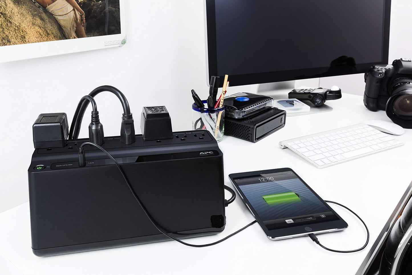APC UPS Battery Backup and Surge Protector, 600VA/330 Watts Backup Battery Power Supply, BE600M1 Back-UPS with USB Charger Port