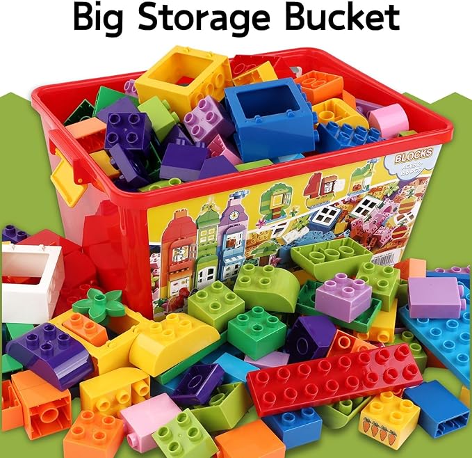 Liberty Imports Big Building Blocks 166 Pieces with Storage Organizer Box Large Bricks Set Educational Learning Classic Construction Toy Set for Toddlers Kids - Compatible with Major Brands