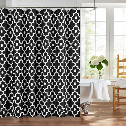 Biscaynebay Textured Fabric Shower Curtains for Bathroom 72" X 72", Black Morocco Pearl Printed Linen Modern Hotel Luxury Quality Cloth Bath Curtains Machine Washable