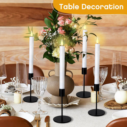 Baquler 50 Pcs 8.9 Inch White Flameless Taper Candles Dripless Battery Operated LED Flickering Candlesticks Window Candle with 3D Flickering Flame for Easter Home Wedding Church Decor