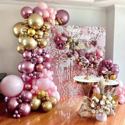 PartyWoo Metallic Pink Balloons 100pcs Different Sizes Pack of 18 12 10 5 Inch Chrome Pink Balloons for Graduation Wedding Girl Baby Shower Gender Reveal Birthday Princess Party Decorations Pink-G108