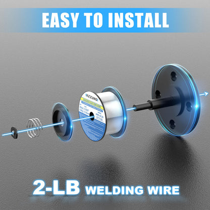 AZZUNO 8 in 1 200A MIG Welder & .035" 2LBS 2-Pack Flux Core Mig Welding Wire, 110V/220V Welder Machine Flux Core MIG/Gas MIG/MAG/Aluminum MIG/Spot MIG/Lift TIG/Stick Welding/Spool Gun Compatible, Mul