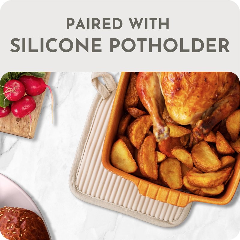 Extra Long Silicone Oven Mitts and Pot Holders Sets | Heat Resistant 500°F BPA-Free Food Grade Silicone Hot Pads & Kitchen Mittens | 4-Piece Set of Oven Gloves & Potholders for Kitchens.