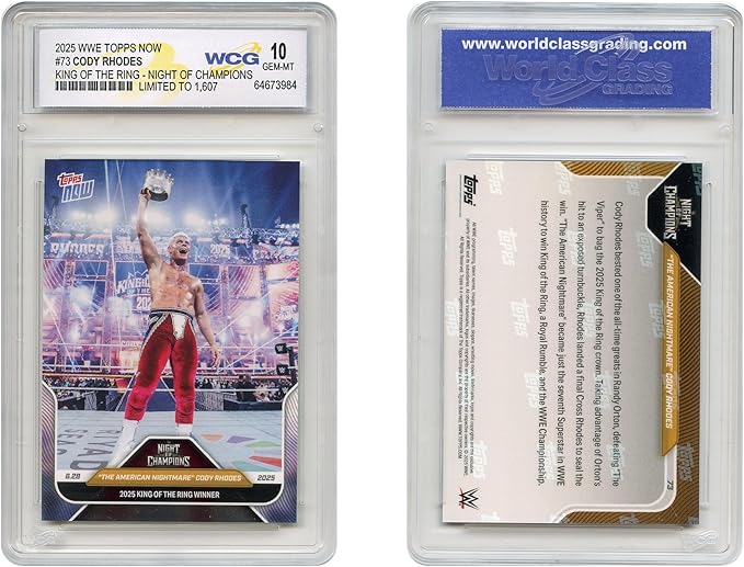 2025 WWE Topps Now Wrestling Cody Rhodes The American Nightmare King of The Ring Wrestling Card #73 - Graded GEM-Mint 10