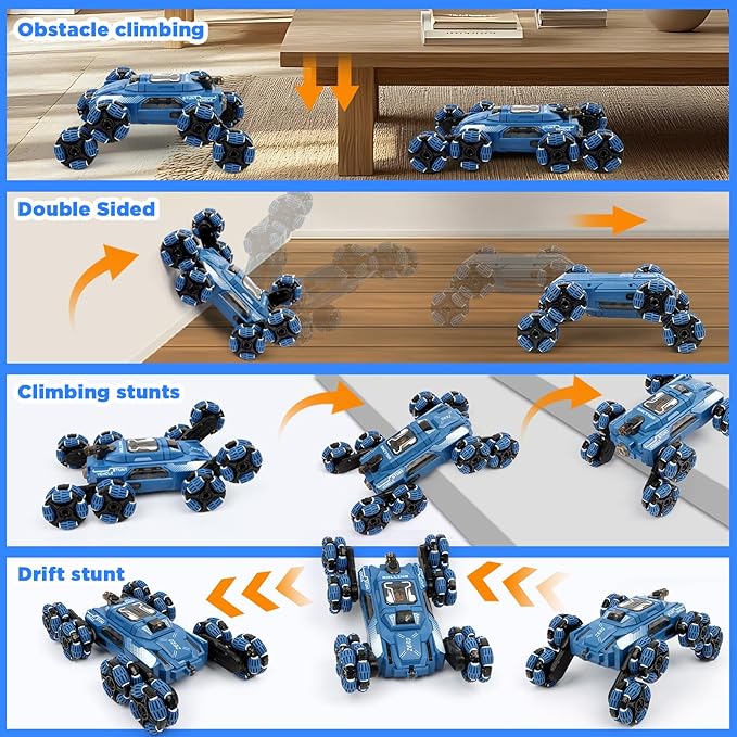 Cool 8 Wheel Gesture Control RC Stunt Car  Birthday Toys Gifts for 6 7 8-12 13 14 Year Old Boys  2.4Ghz Hand controlled Remote Control Transform Drift Cars  Double Sided Climbing with Light &amp M