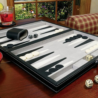 Mainstreet Classics by GLD Products 15-Inch Backgammon Board Game Set Black/White55-0619