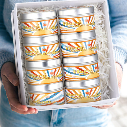 MTLEE 24 Pcs Here Comes The Son Baby Shower Party Favors Candles Lavender Scented Baby Shower Favors for Guests Rustic Tealights Candles Gender Reveal Return Gifts (1.2 oz, Yellow)