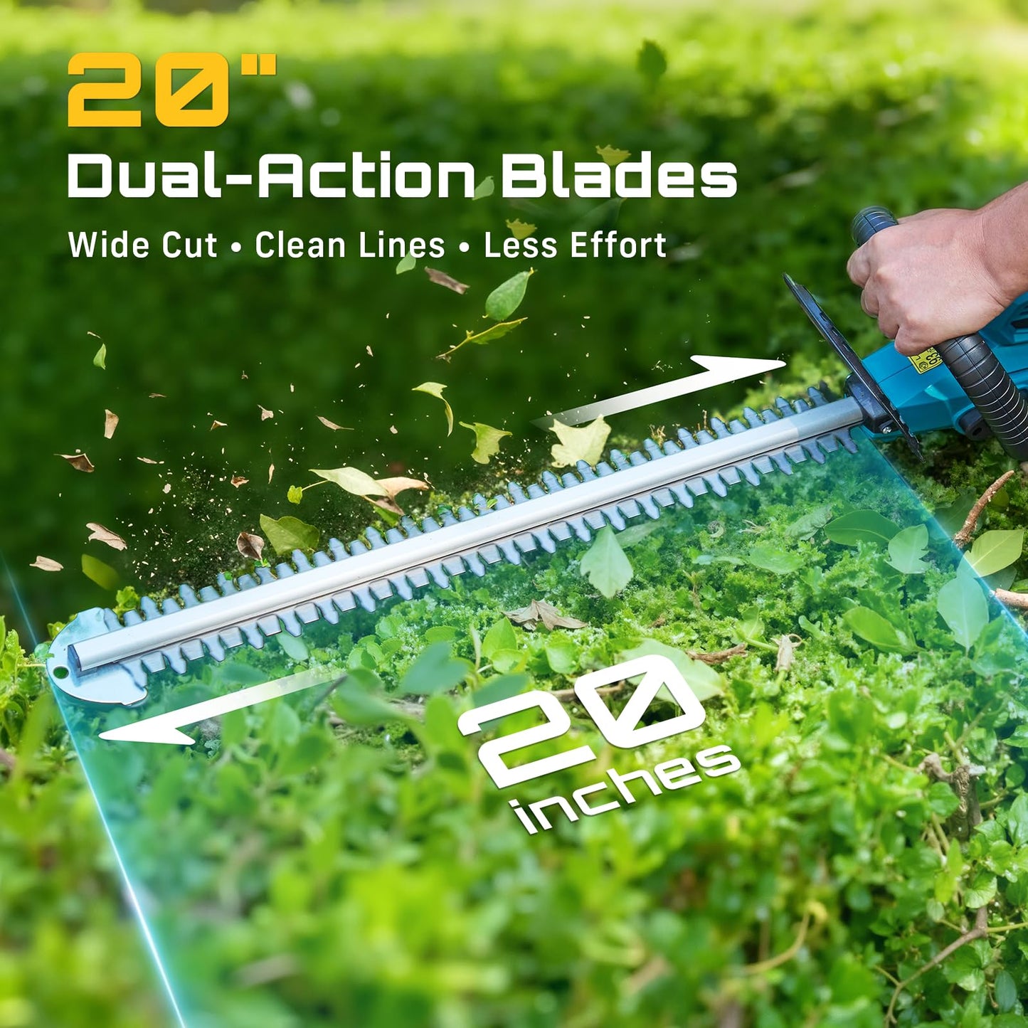 SEESII Cordless Hedge Trimmer and Leaf Blower Combo, 2 Pcs 4.0Ah Batteries, Electric Handheld Bush Trimmer with 20" Dual-Action Blade, Lightweight Brushless Blower with 2 Speed Modes for Yard Garden