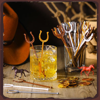 Teenyyou 80 Pcs Derby Drink Stirrers Bulk 5.9 Inch U Shaped Horseshoe Plastic Swizzle Sticks Horse Racing Coffee Cocktail Stirrers Reusable Horse Racing Beverage Stir Stick for Home Coffee Bar Kitchen