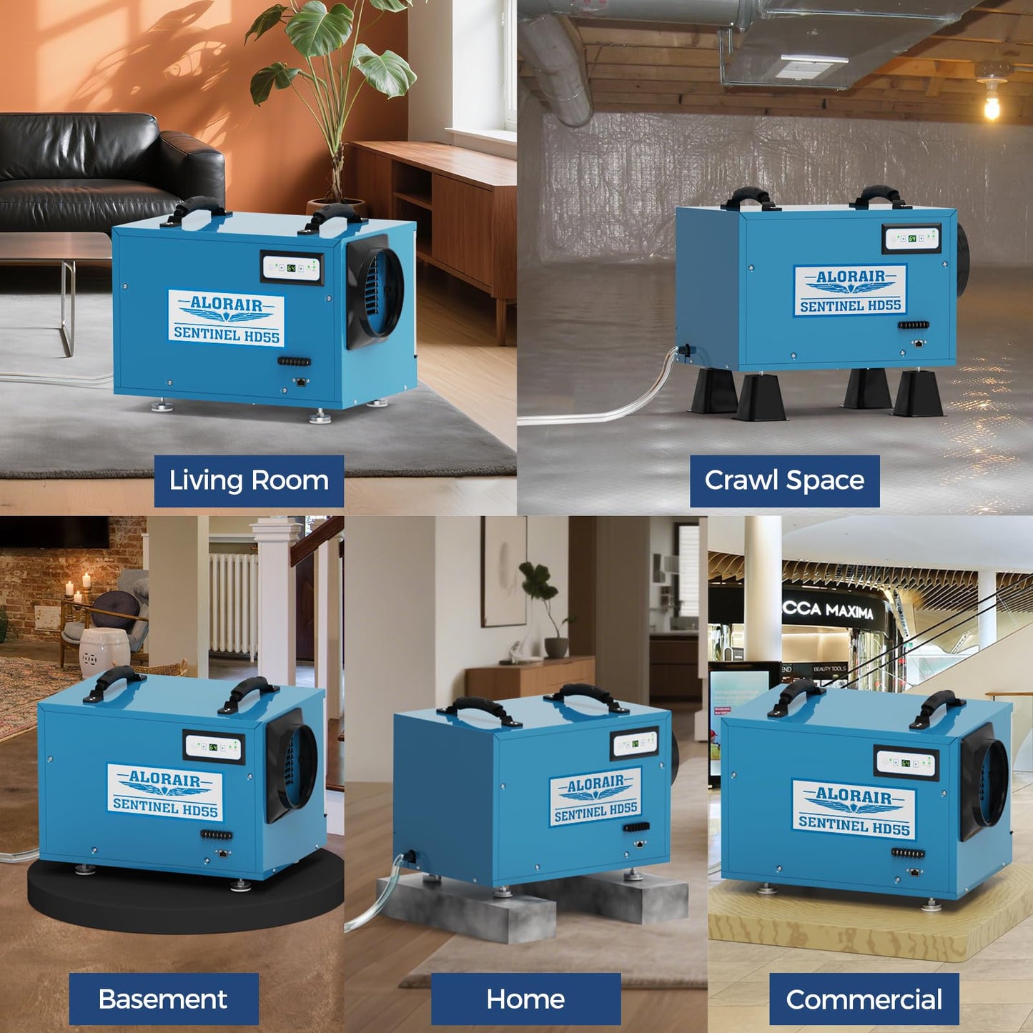 ALORAIR Wi-Fi Crawlspace Dehumidifier, 113 Pint with Drain Hose for Crawl Space, Basement, Commercial and Water Damage Restoration, Compact and Portable, Auto-Defrost