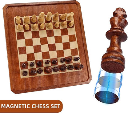 2 in 1 Magnetic Chess Set &amp 72 Marbles Chinese Checkers Board Game Set 12 Wooden Board Game with Storage Drawer Portable Travel Board Games for Adults Kids and Beginners