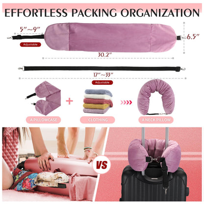 NK HealthCare Stuffable Travel Pillow, Stuffable Neck Pillow for Travel, Neck Pillow Stuffed with Clothes Storage - No Extra Baggage Fees, Fits 5+ Days of Travel Essentials, No Filler (Pink)