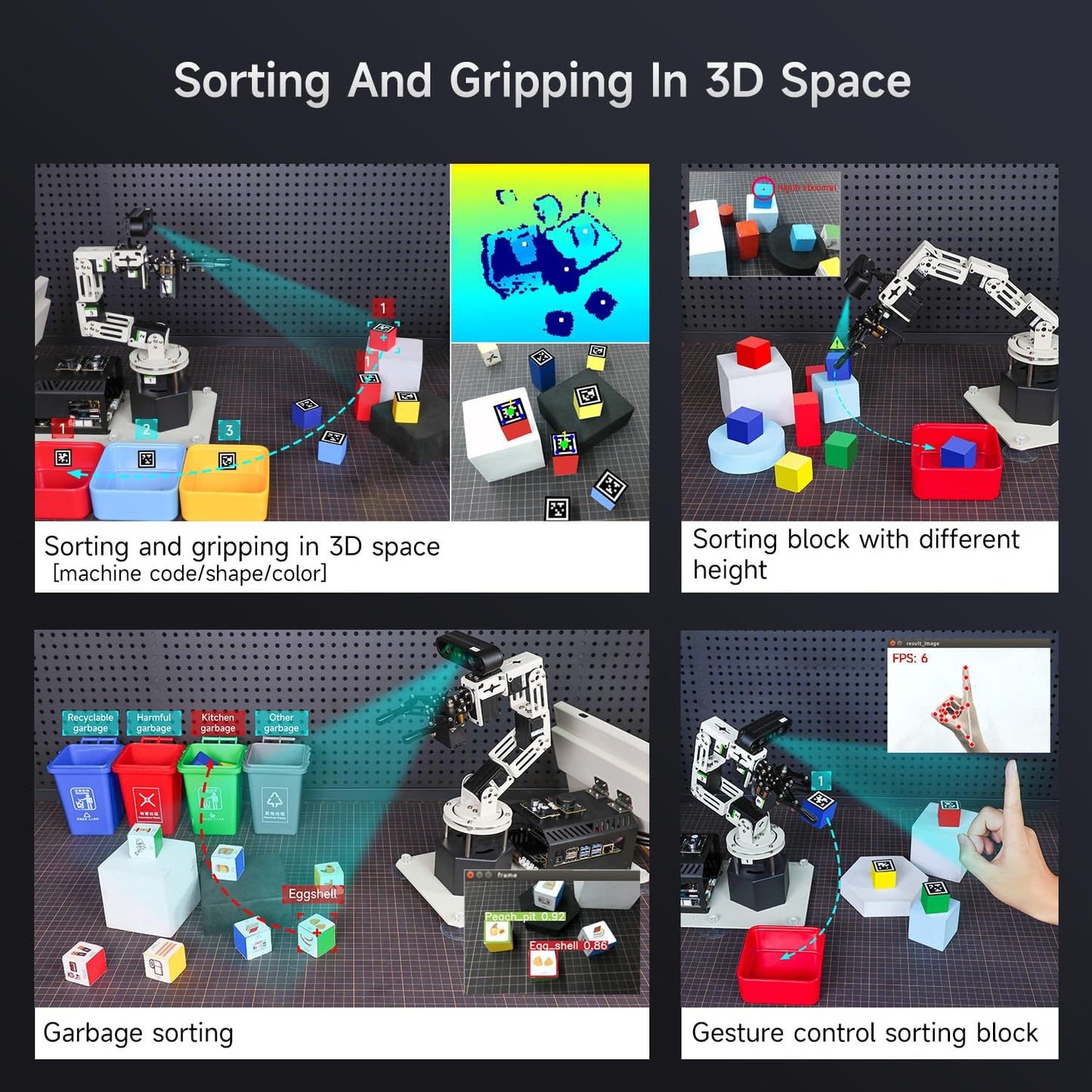 Yahboom 6DOF Programming Robotic Arm Kit 3D Adaptive Gripping, Embodied Intelligence Large AI Model for Mechanical Engineers Python (Standard-Nano 4GB)